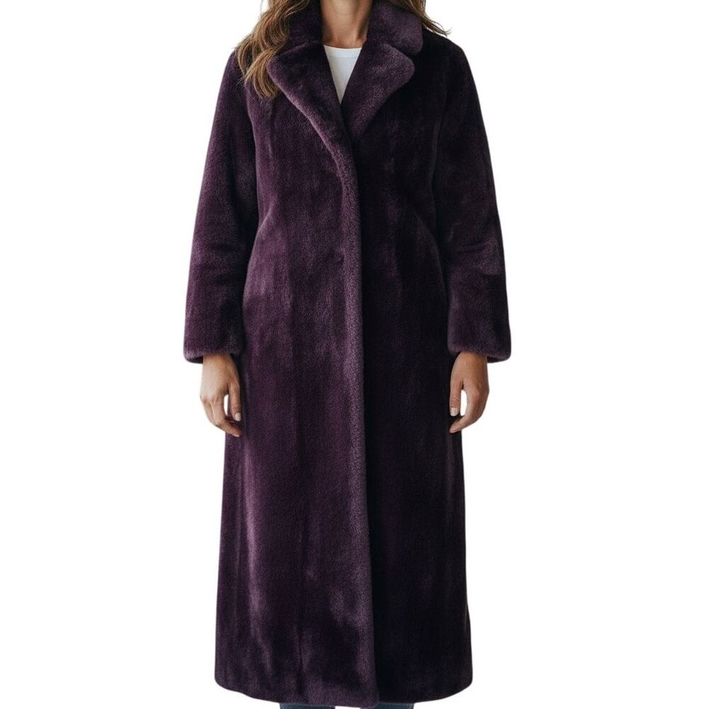 Changing Scene Vintage Deep Purple Faux Fur Wrap Coat Size Medium 12 14